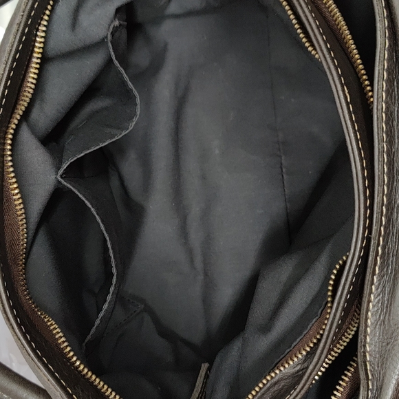 Vera Pelle Firenze Brown Leather double zipper Shoulderbag/ Tote - Picture 14 of 15